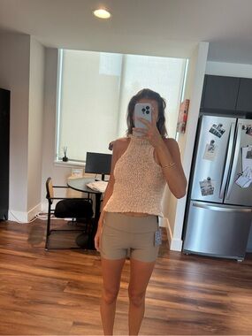 Paloma Wool Cream Textured Halter Crop Top